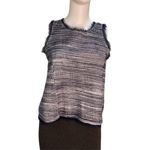 Anthropology Navy Blue and White Striped Sleeveless Blouse Size M